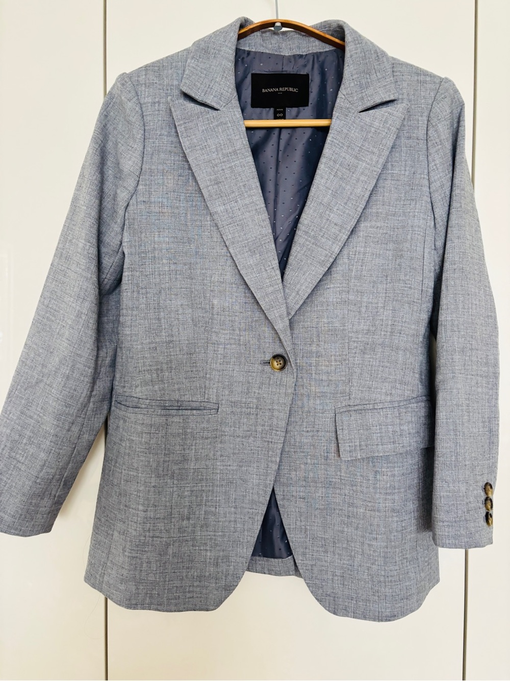 Banana Republic Heathered Sky Blue Single-Button Blazer